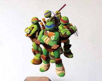 Teenage Mutant Ninja Turtles Wall Decal Kids Bedroom Wall Art Vinyl Nickelodeon Leonardo Michelangelo Raphael Donatello Boys Mural, s38
