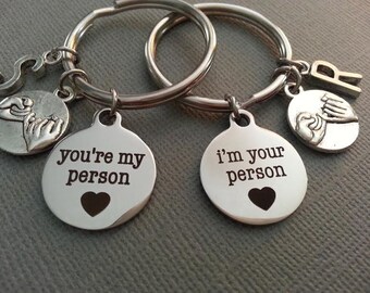 Set of 2 Best Friend Personalized Keychains / You're My Person / I'm Your Person / BFF / Girlfriend Keychain / Grey's Anatomy