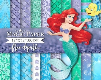 50% OFF SALE The little mermaid Digital Papers, Paper, Scrapbook