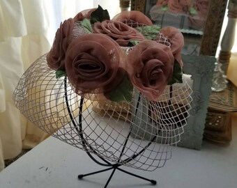 Floral Veiled Vintage Hat From The 1960's