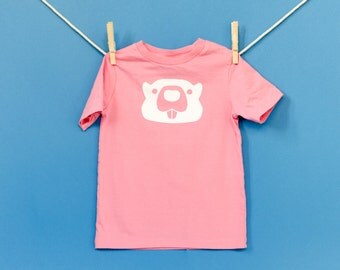 Organic Cotton Beaver T-Shirt in Pink with White / Size 4