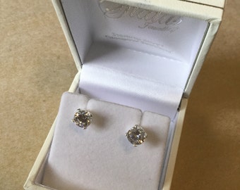 CZ diamond and sterling silver stud earrings