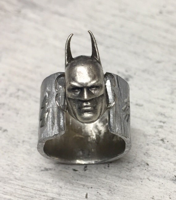 Stethoscope ID Ring Custom Stamped with a Solver Toned Batman