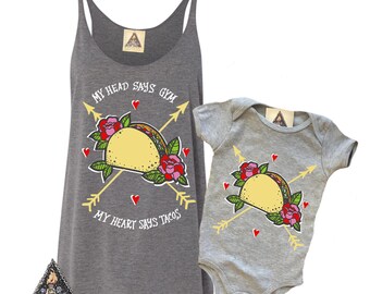 TACO LOVE Mommy and Me / TACO Cinco De Mayo Guac Taco Baby Fast Food, Foodie, Womens Tank and Baby shirt bodysuit /Taco shirt