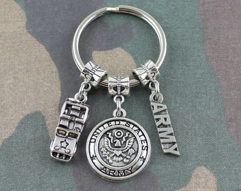 Army Jeep Keychain-Army Keychain-Gift For Army Veteran-Army Gifts-US Army Jeep Key Ring-Military Jeep Key Chain-Vintage Army Jeep