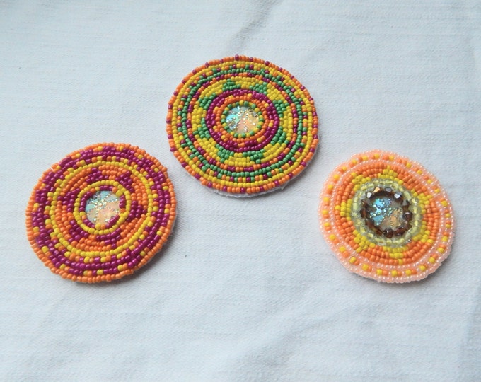 Mandala, beaded patches, beaded applique, Gul-i-peron, DIY costume accessories, tribal patches , kuchi beads accessories 3pcs, boho applique
