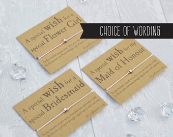 Wish Bracelet, Bridesmaid Wish Bracelet, Bridesmaid Gift, Gift Bracelet and Card.