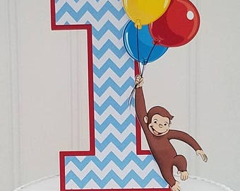 Curious Monkey George Smash Cake Topper, Curious George Cake topper, Curious Monkey george birthday, Curious George baby shower monkey party