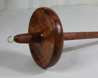 Drop Spindle of Lathe Turned Bubinga Wood, Top Whorl