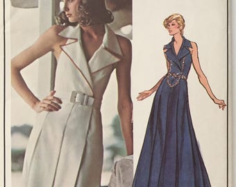 Vintage 70s Vogue Paris Original 2871 Nina Ricci Halter Dress Sewing Pattern Size 12 Uncut FF Label