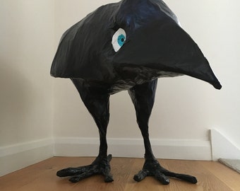 Paper mache Bird sculpture / Crow / Jackdaw large