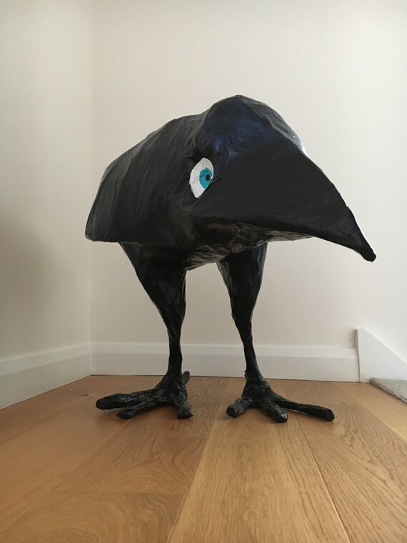 Paper mache Bird sculpture / Crow / Jackdaw large