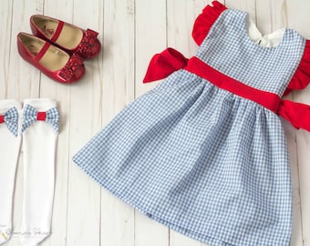 Dorothy Gale Dress. Dorothy Costume. Wizard of Oz Dress. Dorothy Dress. Toddler Dress. Toddler Costume. Dress Up. Birthday Outfit. Gift.