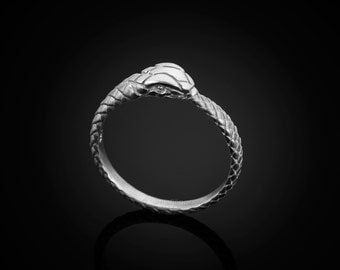 Sterling Silver Ouroboros Tail Eating Snake Aes Sedai Ring Band
