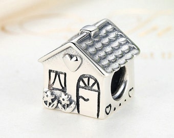 Sterling 925 silver charm the house bead pendant fits European charm bracelet