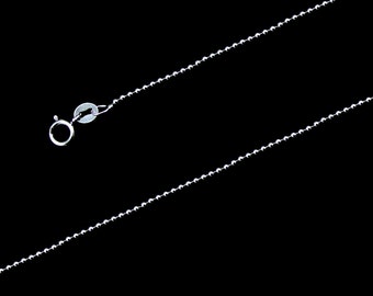 14K White Gold Ball Chain Necklace 1.2mm, 16"-24", with Spring Clasp