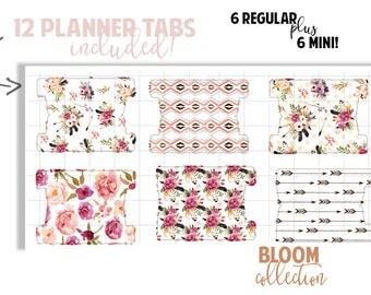 Planner Page Tabs : BLOOM COLLECTION | Set of 12 Planner Tabs | DreamPlanRepeat