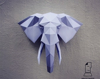 Papercraft elephant head 2 - printable DIY template