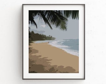 Beach Art, Palm Tree Art, Beach Decor, Ocean Art, Beach Wall Art, Beach Art Print, Beach Wall Decor, Coastal Decor, Nautical Decor, Ocean