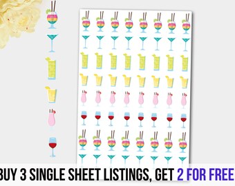 Wine Stickers, Wine Planner Stickers, Cocktail Stickers, Cocktail Planner Stickers, Adult Beverage Stickers, Glass Stickers, Cocktail Drink