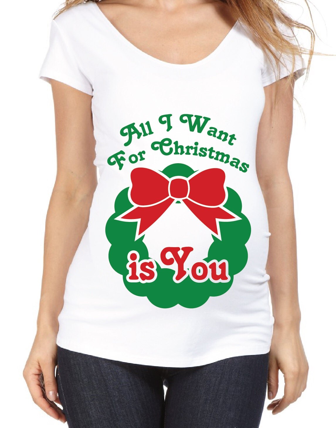 Download All I Want for Christmas Maternity Tee Shirt Design, SVG, DXF, EPS Vector files for use with ...