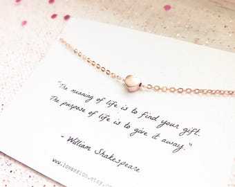 Tiny Heart Bracelet, tiny rose gold heart bracelet, heart bracelet, dainty heart bracelet, meaningful gifts, bridesmaid gift, inspirational