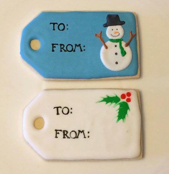 Items similar to 8 Gift tag decorated sugar cookies on Etsy