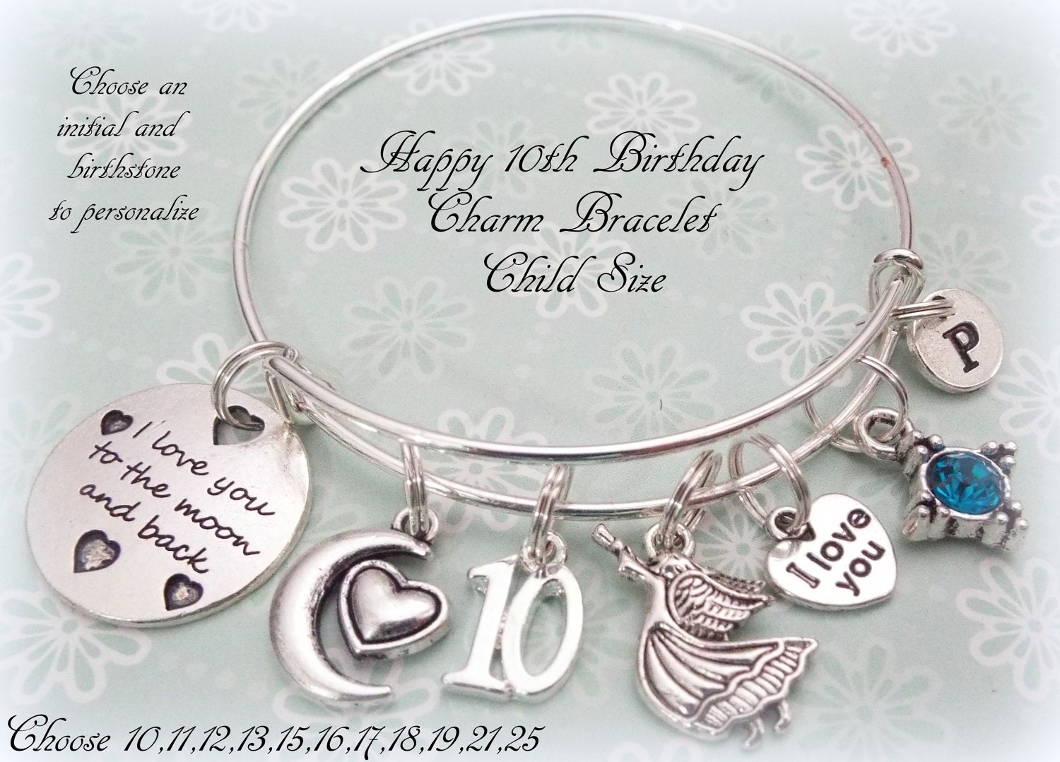 Birthday Bracelet for Girl Turning 10, Personalized Birthday Bracelet