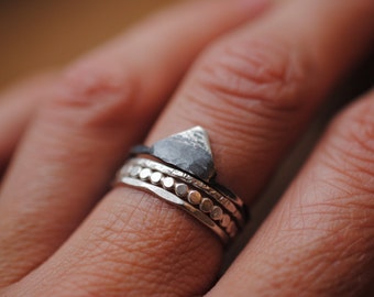 Small Darkened Mountain Ring | Sterling Silver
