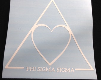 Phi Sigma Sigma Heart/Triangle Sorority Decal Laptop, Tumbler, Water Bottle, Car, Mirror Decal