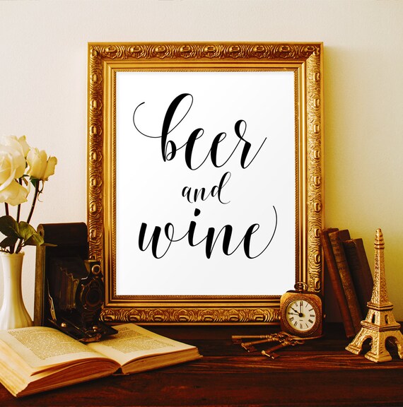 Beer and wine sign Open bar wedding sign Wedding beer sign