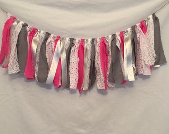 Polka Dot Garland/Fabric Garland/Pink Dot Garland/Baby Sprinkle Shower/Fabric Banner/Polka Dot Decorations/Hot Pink Garland
