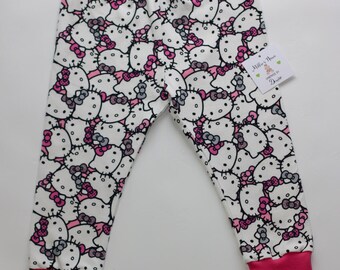 hello kitty leggings,hello kitty pants,baby cat leggings,toddler cat leggings,hello kitty outfit,hello kitty clothes,pink kitty pants