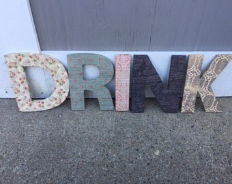 Wooden "DRINK" Sign / Kitchen Decor / Dinning Room Decor / Home Decor / Wooden Letter Decor / Wooden Words Decor / Wooden Words
