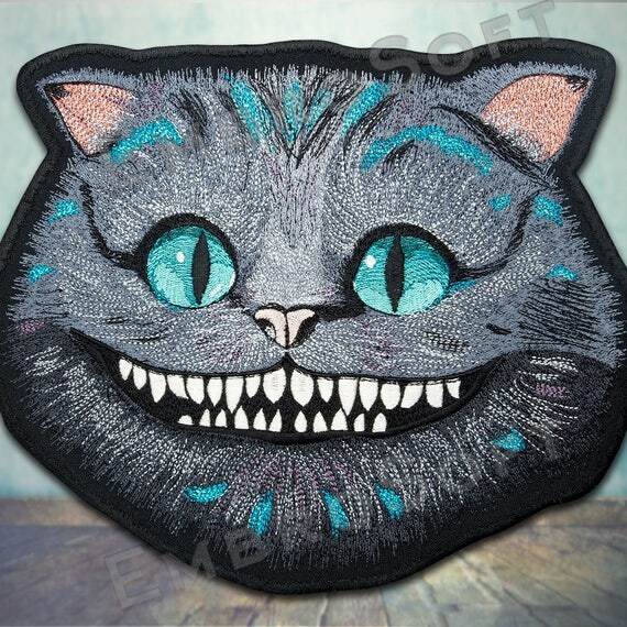 Cheshire Cat Large Embroidered Patch IRON ON 10.8 x 9 inches