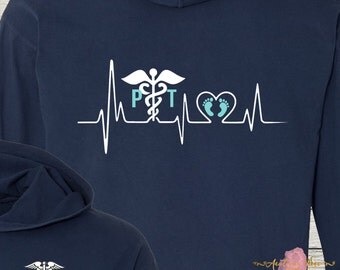 Monogrammed PT Physical Therapy Shirt Hoodie Comfort Colors Beautiful Colors Physical Therapist