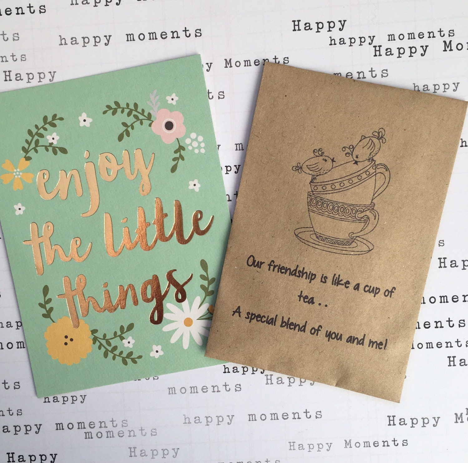 Our Friendship Is Like A Cup Of Tea... A Special Blend Of You And Me! Mini Kraft Envelope with Tea Bag- Great Little Gift for a Tea Lover