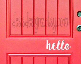 Hello Vinyl Door Decal, personalized door decal, vinyl door sign, front door decal, door lettering, door saying, front door vynil hello