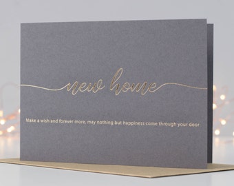 New Home Card, Housewarming Card, Gold Foil Card, New House Card, Make A Wish Card, Letterpress Card, Greeting Card, Poem Card, Moving Card