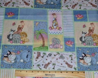 BAZOOPLES FABRIC! 1/2 Yard For Quilting / Jungle - Safari Animals / Lion - Giraffe - Monkey