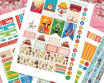 Circus Planner Stickers Printable,Circus HAPPY PLANNER MAMBI , Monthly/Weekly Kit, Printable Sampler, Happy planner kit, Instant download
