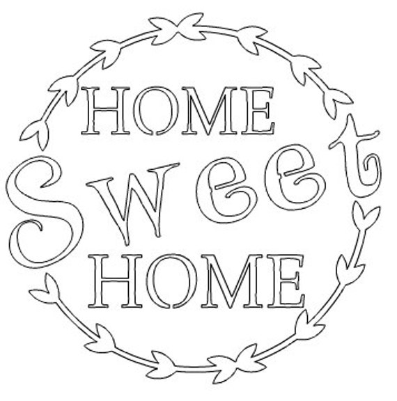 Stencil Template // Home Sweet Home with Laurel Leaves