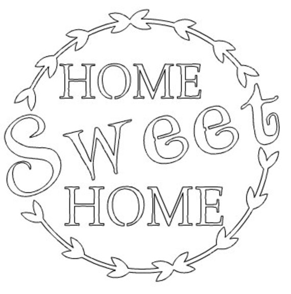 Stencil Template Home Sweet Home With Laurel Leaves stencil-template-home-sweet-home-with-laurel-leaves