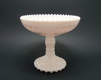 Vintage Jeannette Shell Pink Milk Glass Compote, Milk Glass Compote, Hobnail Milk Glass, Milk Glass Compote, Jeannette Glass, Candy Dish
