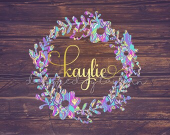 Flower Border Decal, Floral Decal, Flower Decal, Decals, Flower Border Monogram, Yeti Decal, Car Decal, Bridesmaid gift, monograms, decal,