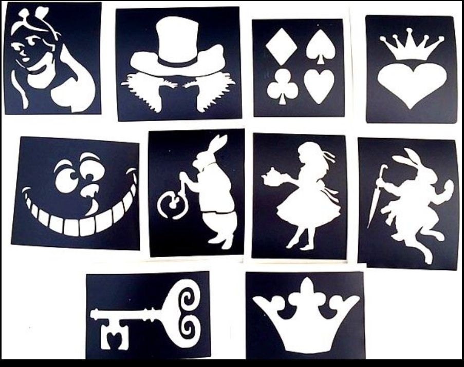 glitter tattoo stencils alice in wonderland pack professional