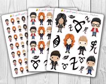 Shadowhunters Stickers, Mortal Instruments, Runes, Malec, Jace, Clary, Kawaii, Cute Stickers, Planner Stickers, Pretty, Erin Condren, ECLP