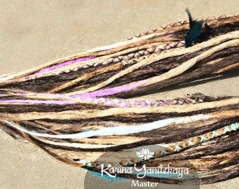 Soft Dreadlocks. Dreadlocks Ethno style. Set of double ended dreads. Synthetic dreads. Full set dreadlocks handmade. D.e.dreads.