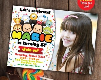Tsum Tsum Invitation, Printable Tsum Tsum Party, Tsum Tsum Birthday, Tsum Tsum Invite, Disney Tsum Tsum Birthday Decoration
