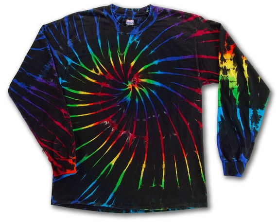 Items similar to Tie Dye, Large, Black Rainbow Spiral, 100% Cotton ...